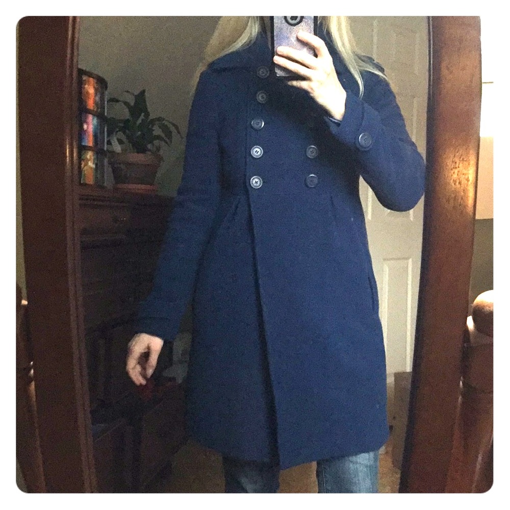 Navy blue long pea coat